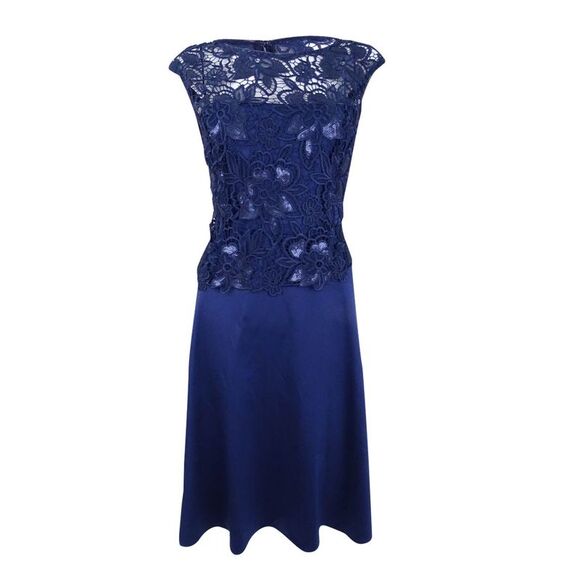 Adrianna Papell Women's Lace Fit & Flare Dress (6, Night Navy) - Picture 1 of 2